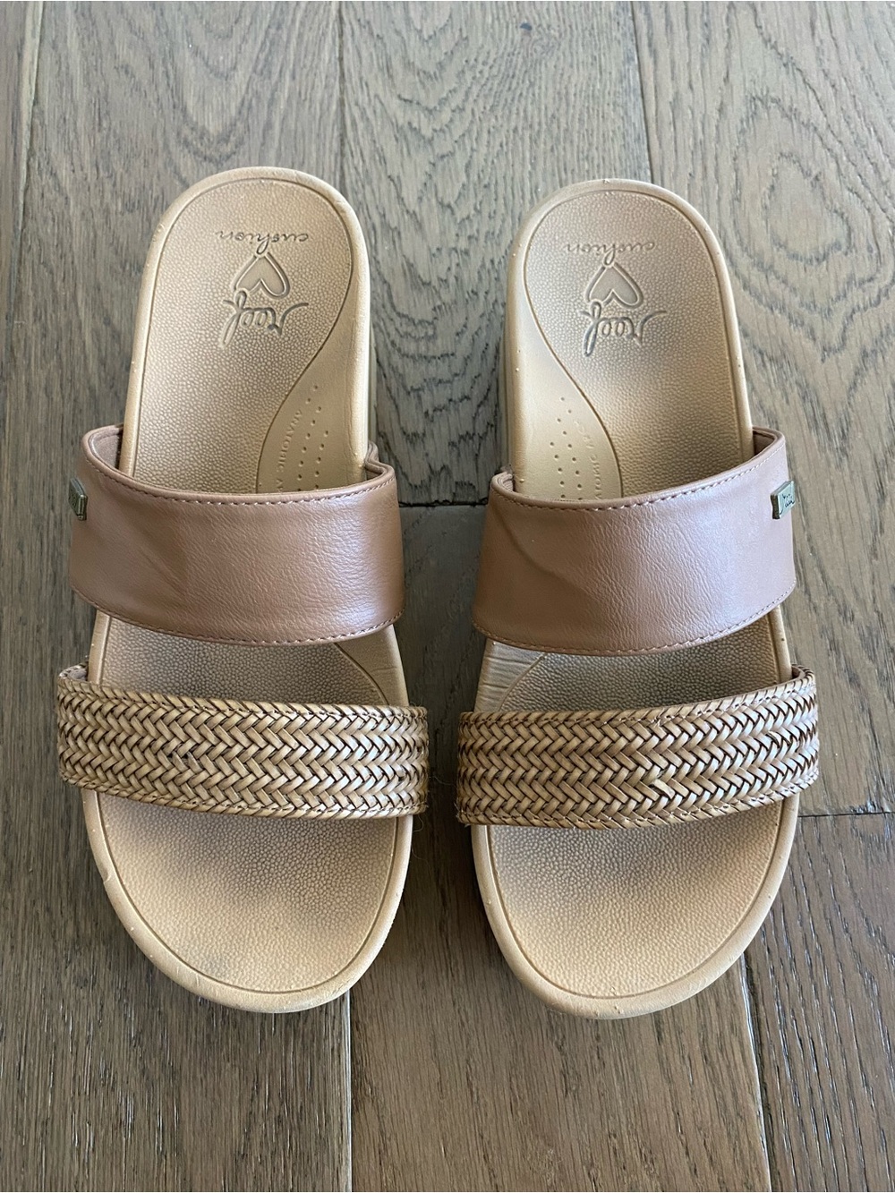 Reef Women's Tan Braided Double‑Band Slide Sandals